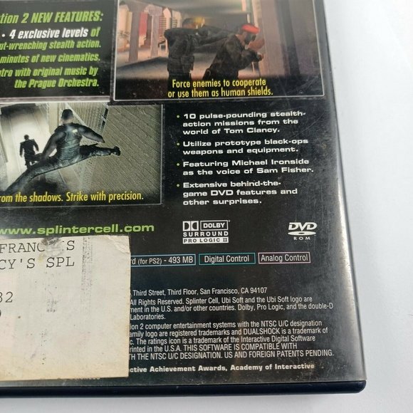 Splinter Cell Tom Clancys Black Case PS2 Game/Booklet *MINOR WEAR - Picture 5 of 14